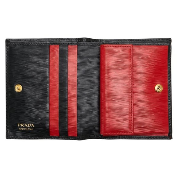 Prada Vitello Move Bifold Wallet 1MV204 Black Leather Women's PRADA - Picture 6 of 10